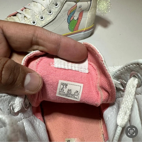 VANS Sk8-Hi Zip Rainbow Unicorn Glitter Sneakers Shoes Toddler Kids Size 3.5. - Picture 9 of 9